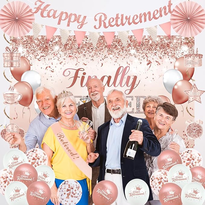 Rose Gold Retirement Decorations for Women 30pcs Retirement Party