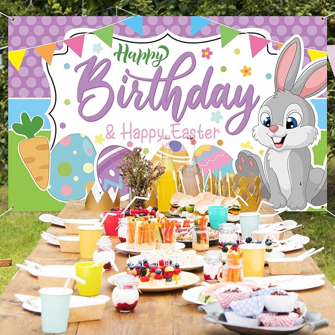 Easter Birthday Decorations Happy Birthday & Happy Easter Banner