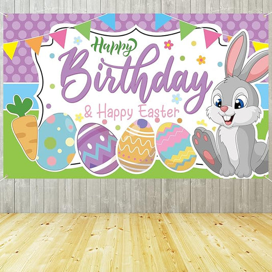 Easter Birthday Decorations Happy Birthday & Happy Easter Banner
