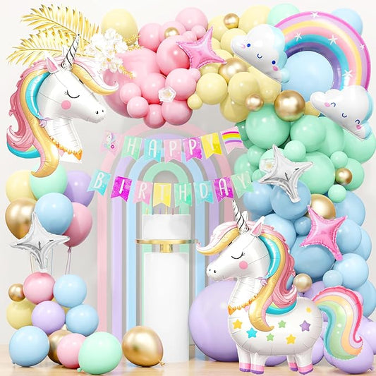 Unicorn Birthday Decorations for Girls Pastel Balloon Arch Kit Huge