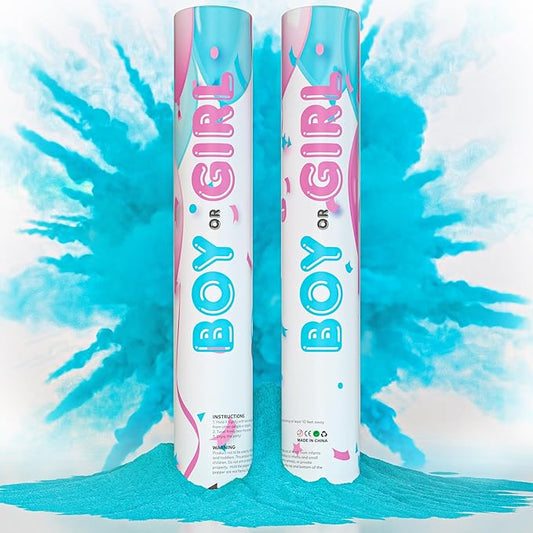 Gender Reveal Powder Smoke Bombs Cannon Poppers | 2 Blue Poppers