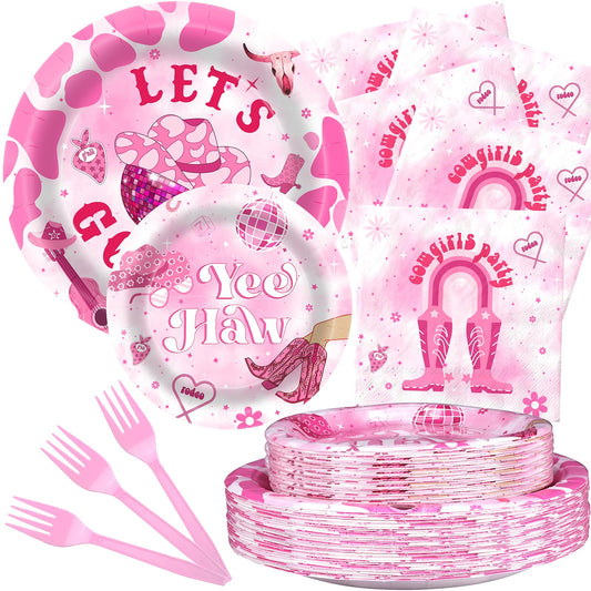 Pink Cowgirl Party Supplies Serves 20 - Nashville Bachelorette Party
