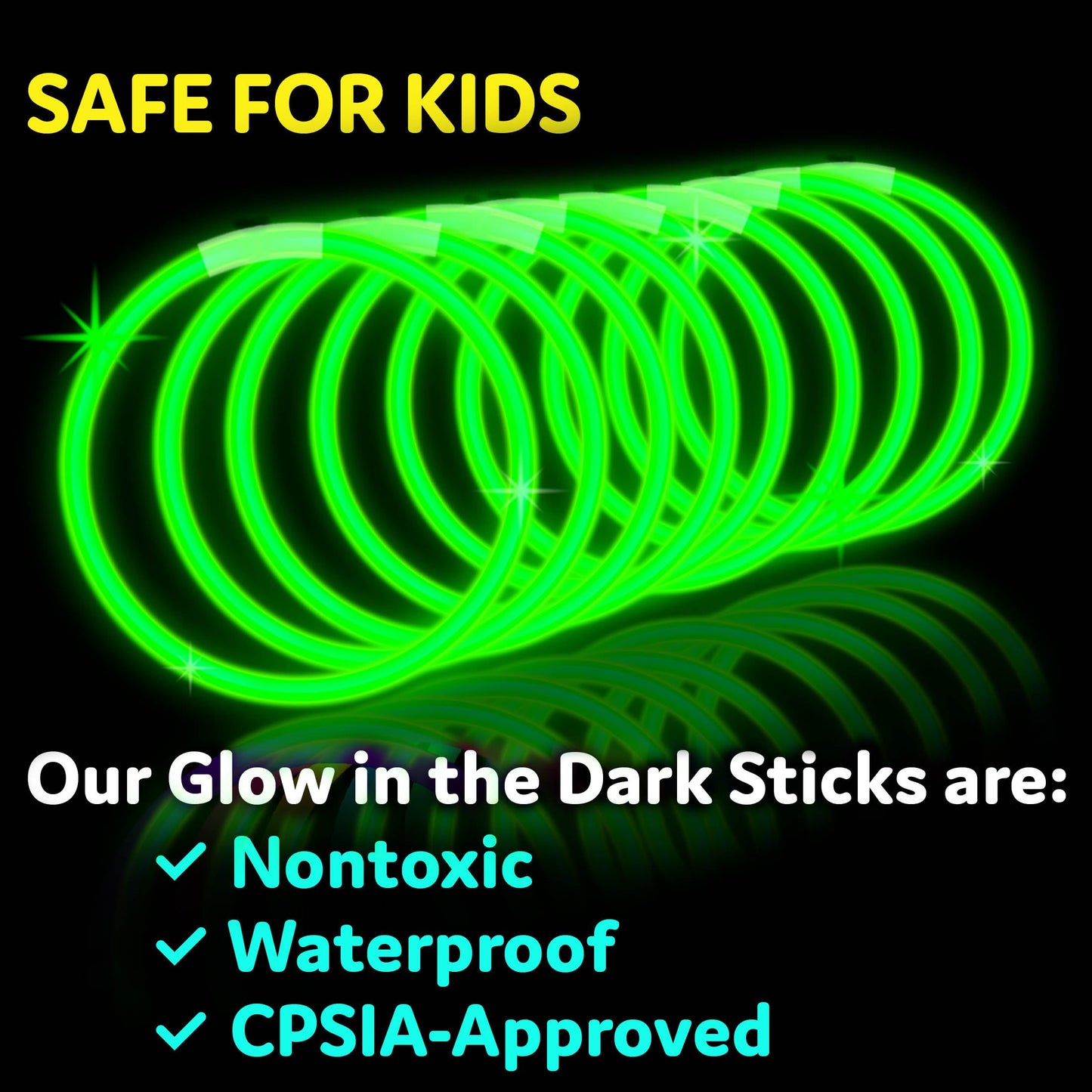 PartySticks Green Glow Sticks - 100pk, 8 Inch Glow in the Dark Light