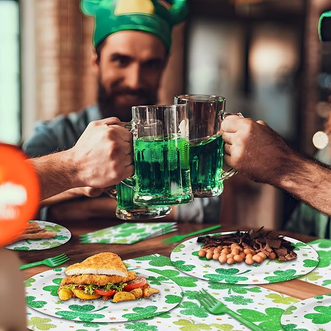 96 Pieces St Patrick's Day Shamrock Tableware Party Supplies