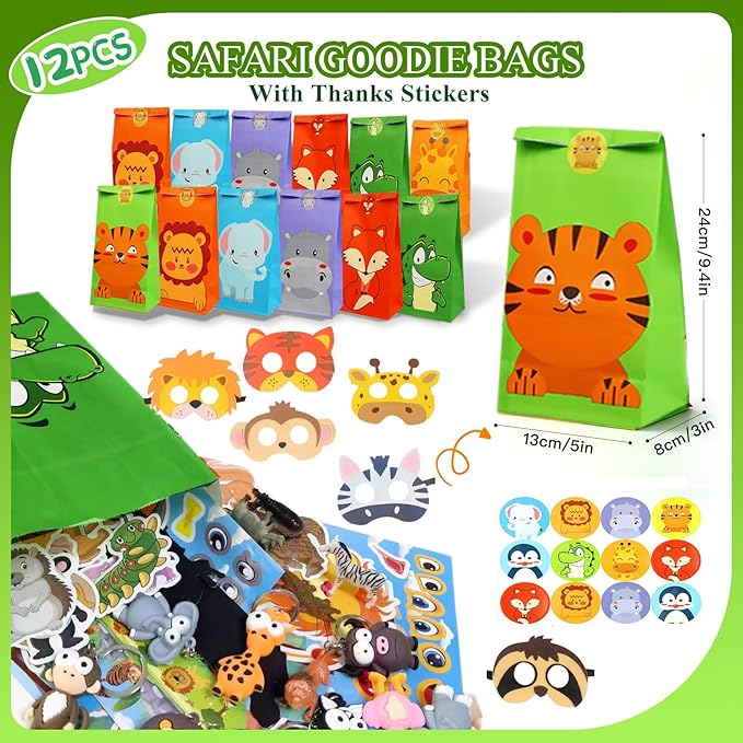 158 pcs Safari Party Favors for 12 kids Jungle Safari Birthday Party