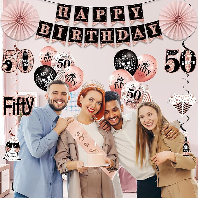 50th Birthday Decorations for Women 33pcs 50th Birthday Crown