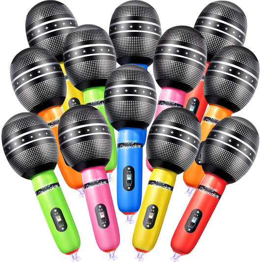 Zhanmai 12 Pieces Inflatable Microphones for Kpop Birthday Party Blow