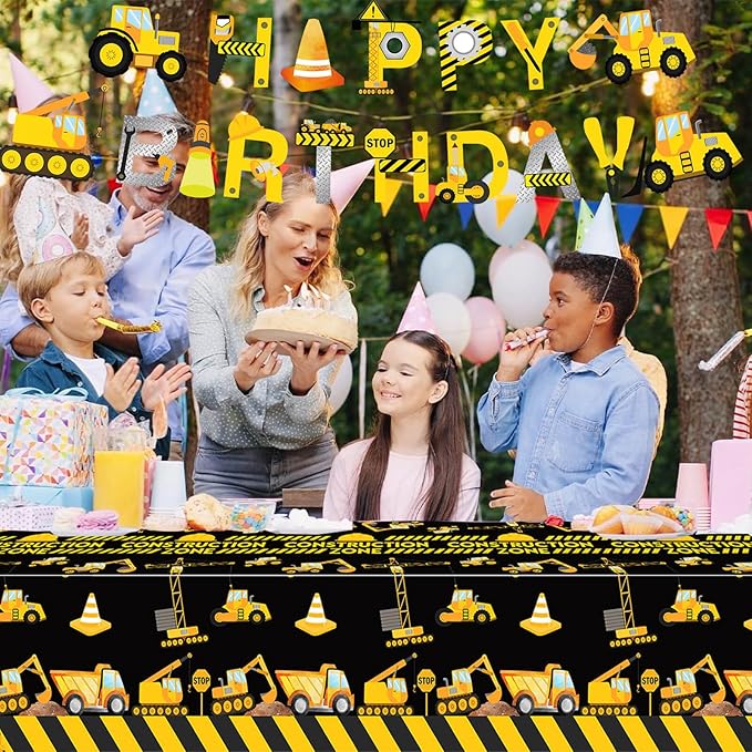 132 Pcs Construction 1st Birthday Party Supplies Dump Truck Theme