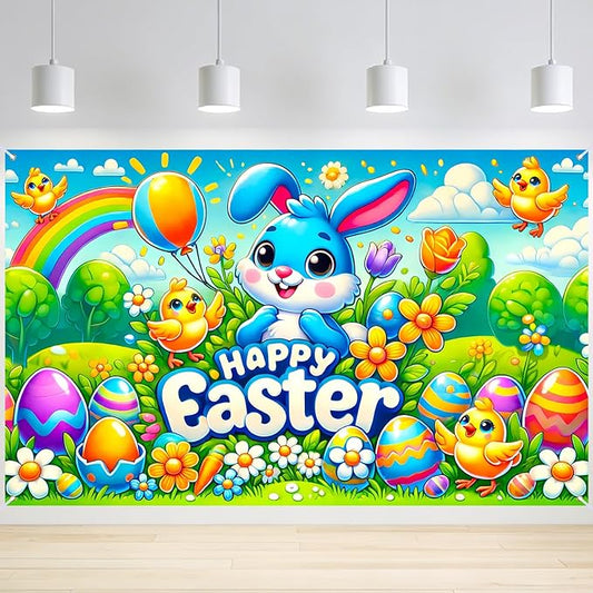 Nuxovilar Easter Banner Polyester 43x70.86 Inches Banner Easter for