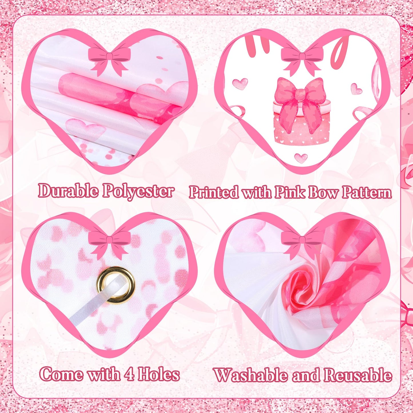 Pink Bow Birthday Door Banner Coquette Birthday Party Decorations Pink