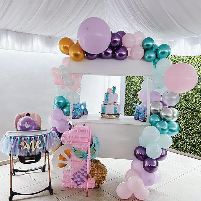 Togvu Mermaid Party Balloon Set, 60 Packs 12 Inches Metallic Purple