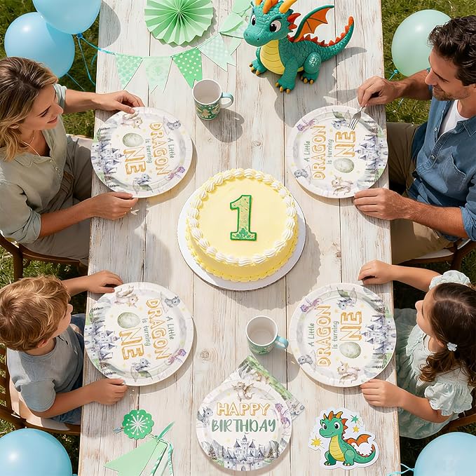 96Pcs Dragon 1st Birthday Party Decorations A Little Dragon is