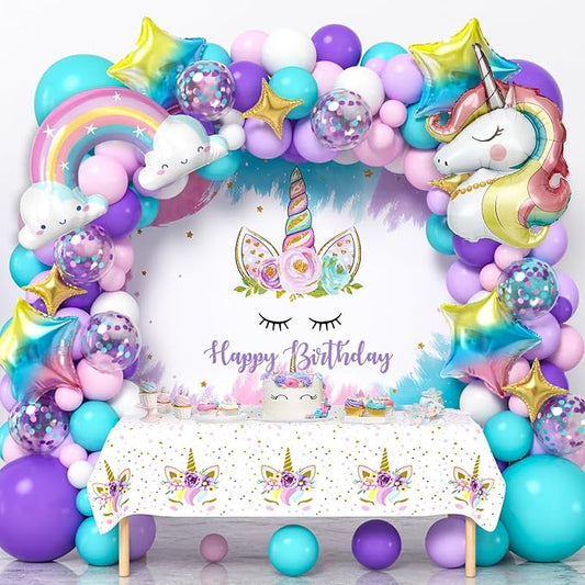 Unicorn Birthday Decorations Party Supplies for Girls Purple Unicorn