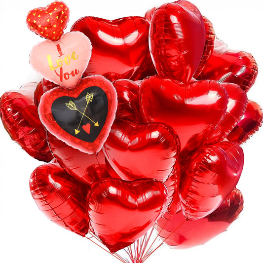 KatchOn, Red Heart Balloons Decorations - Pack of 13 | I Love You