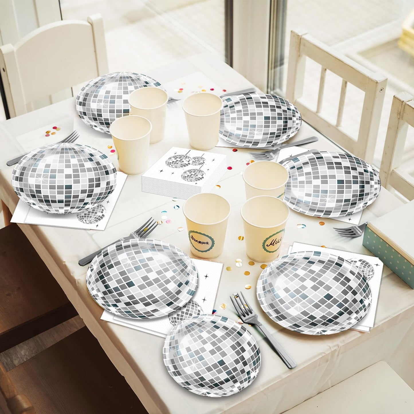 200PCS Disco Theme Party Plates and Napkins 1970s Birthday Party