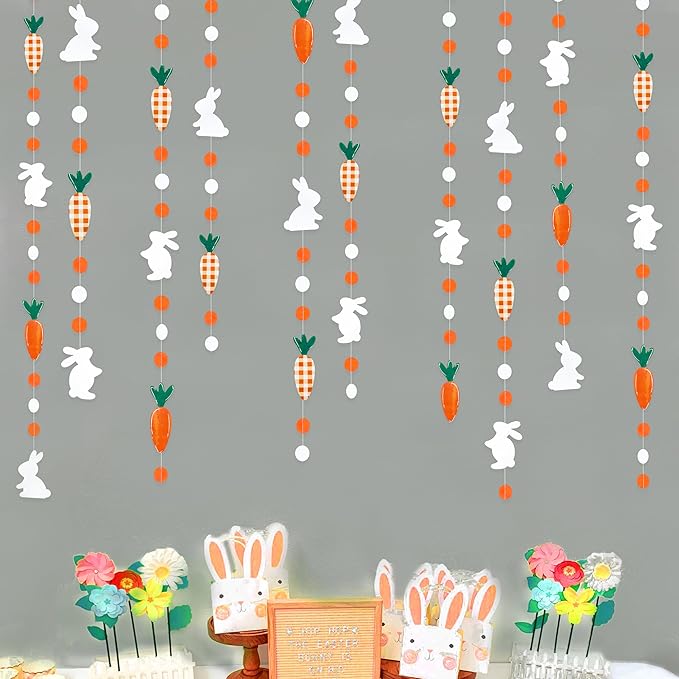 Easter Party Decorations Bunny Carrot Circle Dot Garland Streamer