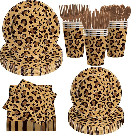 140PCS Leopard Print Party Decorations,Jungle Animal theme