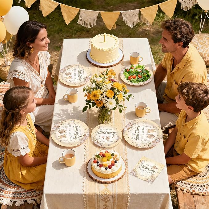 96Pcs Neutral Boho Baby Shower Party Decorations A Sweet Little Baby