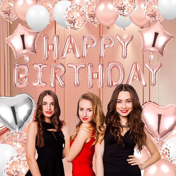 Pink Birthday Balloons Decorations Rose Gold Birthday Balloon