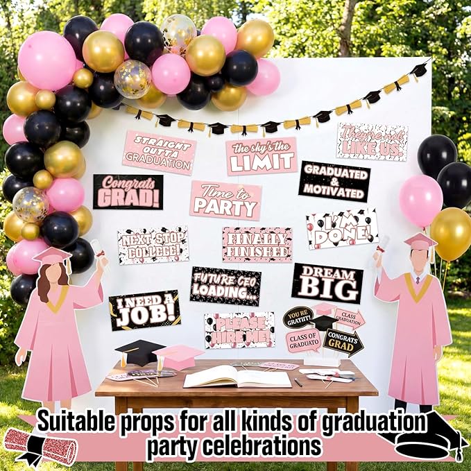 24 Designs Graduation Photo Booth Props Double Sided 11x5.51''