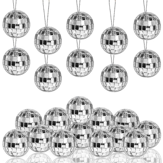 Newmemo Mini Disco Ball Cake Topper 20Pcs Hanging Mirror Disco Balls