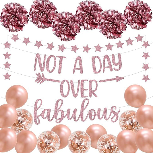 Rose Gold Birthday Party Decorations for Women Not A Day Over