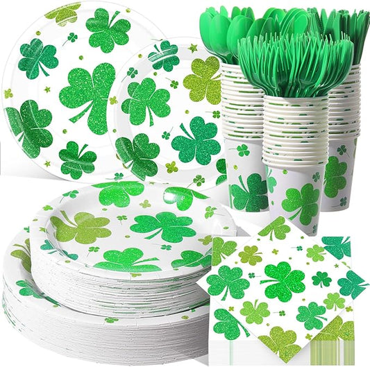 400 Pcs St Patrick's Day Party Plates and Napkin Decoration Lucky