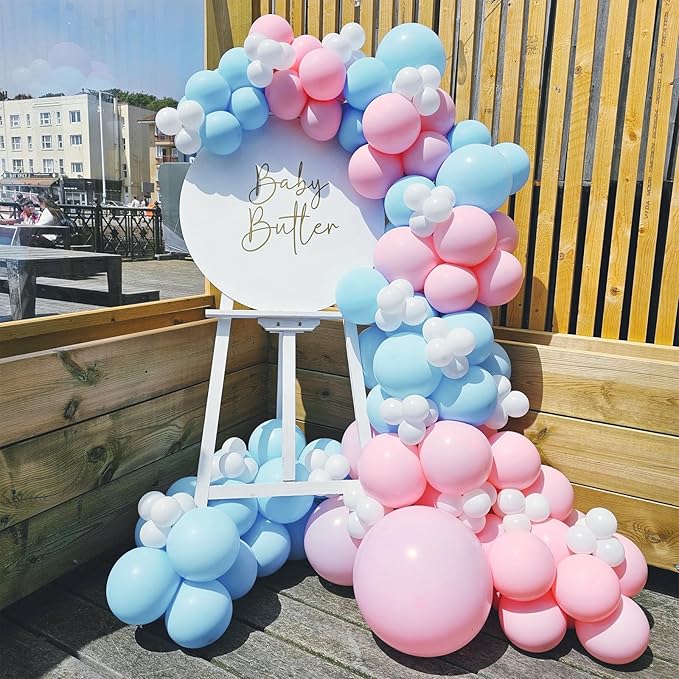 Pink and Blue Balloons 12 Inch Pastel Light Baby Blue Pink