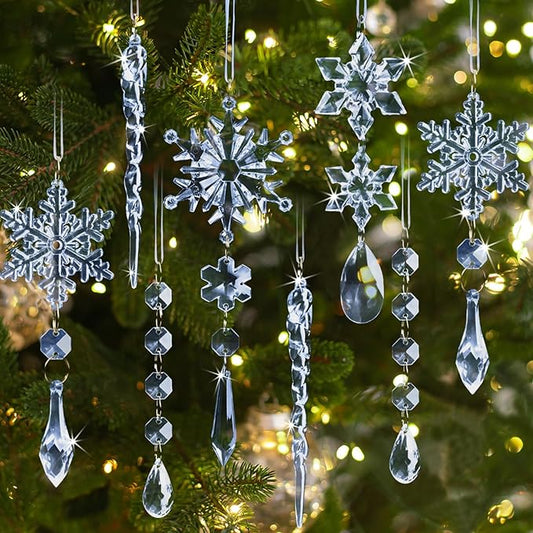 18pcs Crystal Christmas Ornaments for Christmas Tree Decorations-