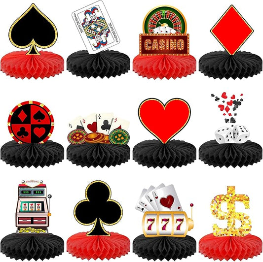 Casino Theme Party Decorations Pack of 12 Clubs and Spades Honeycomb