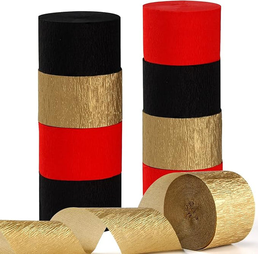 Red-Black Gold Casino-Theme Party-Decorations Streamers - 9 Rolls