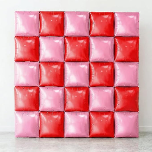 KatchOn, Red and Pink Square Foil Balloons - 19 Inches, Pack of 25 |