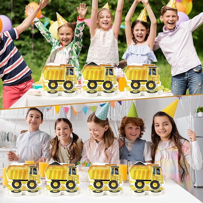 50 Pcs Construction Birthday Party Supplies Paper Plates Truck Theme
