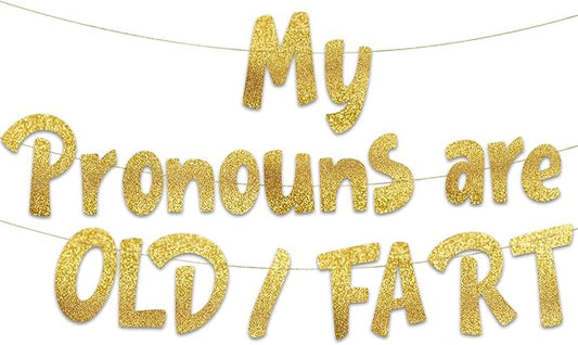 Pre-Strung Hilarious Adult Birthday Gold Glitter Banner - Funny