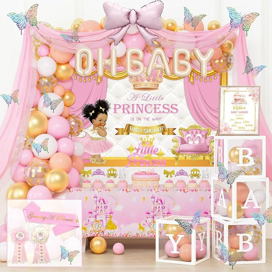 Royal Princess Baby Shower Decorations 138 PCs Baby Princess Party