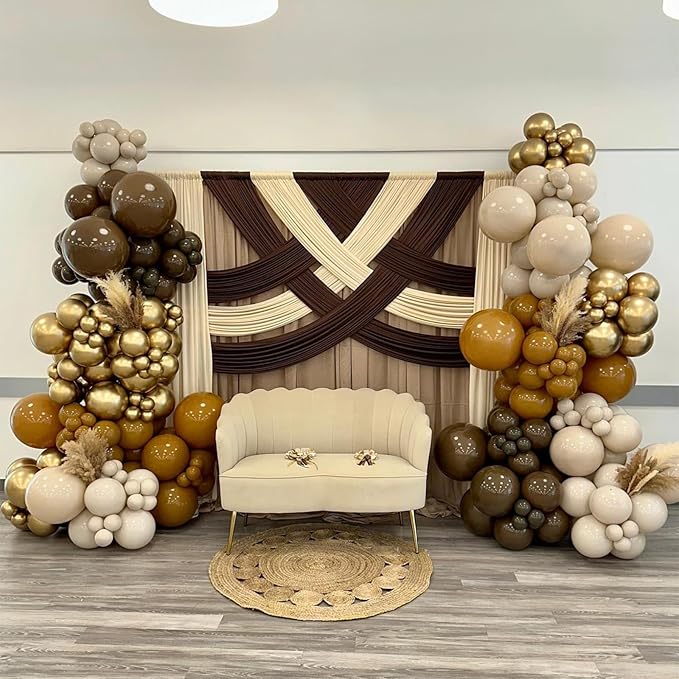 HILAVO Brown and Gold Balloons 12 Inch Double Stuffed Dark Coffee Tan