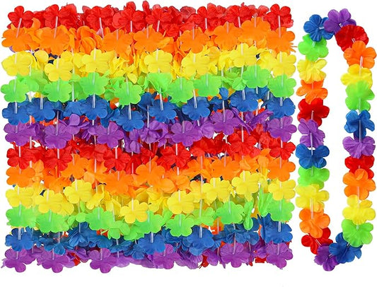 Arrowom Pride Accessories, 24pcs LGBTQ Floral Leis Decorations Bulk
