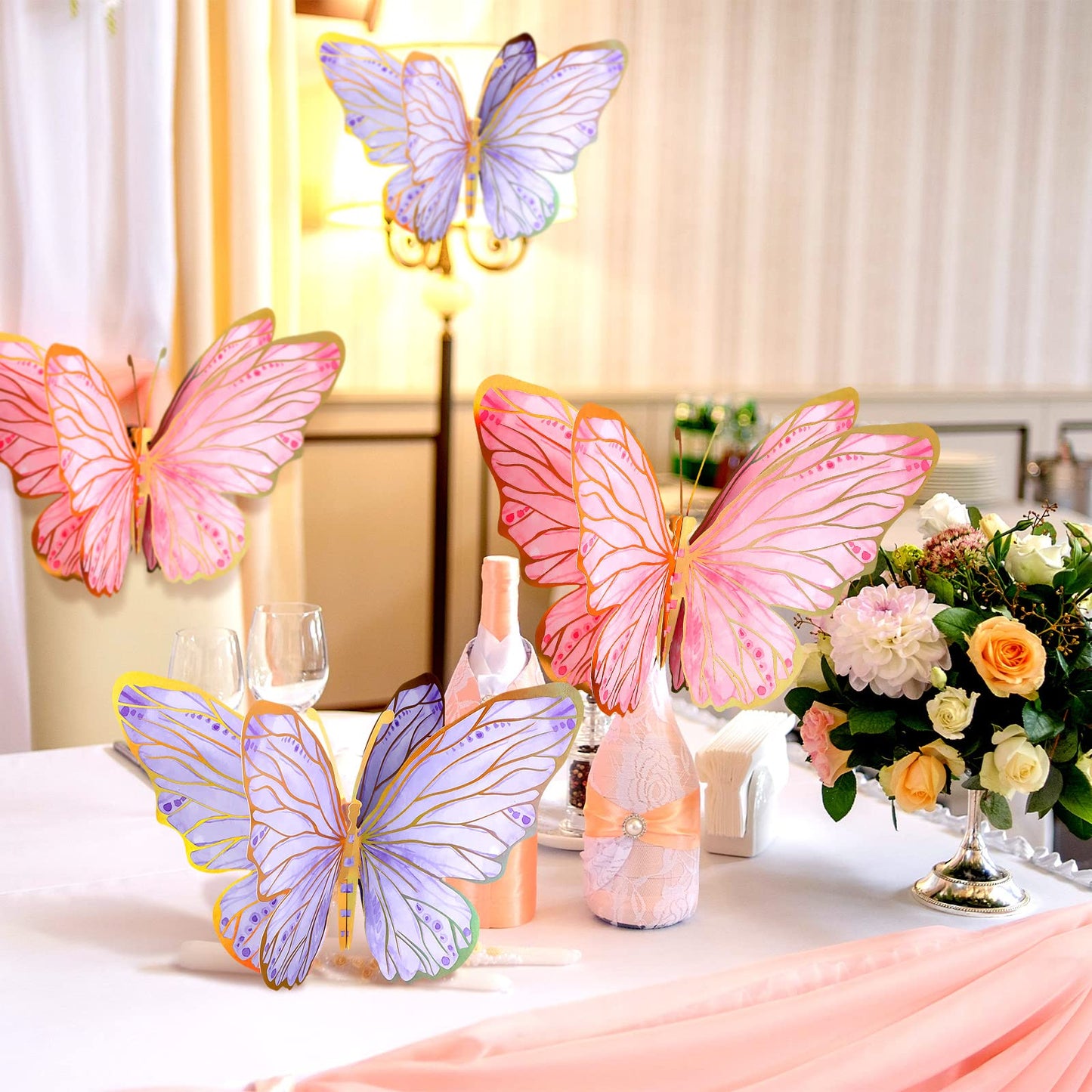 PerKoop 10 Pcs Large Butterfly Centerpieces for Tables Butterfly Party