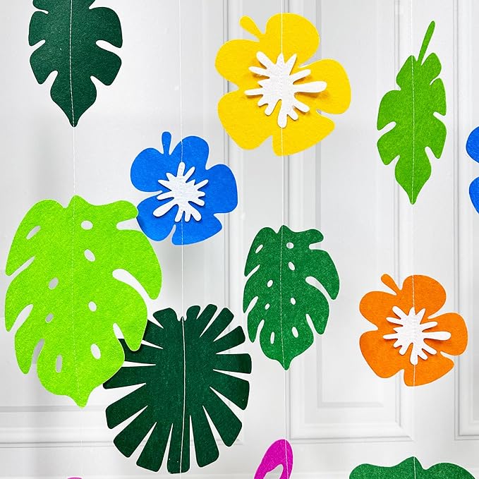 Summer Party Decorations 3D Flamingo Tropical Palm Leaves Flower