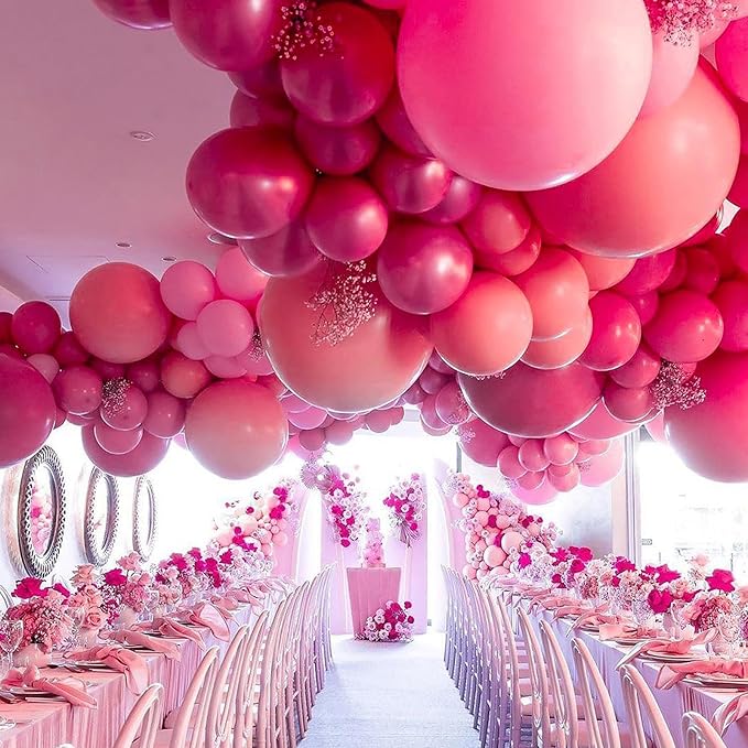 PartyWoo Pink and Gold Balloons, 140 pcs Pastel Pink and Chrome Gold