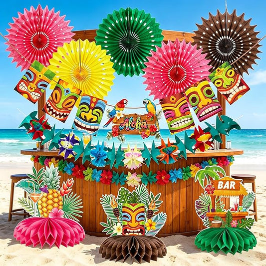 Hawaiian Luau Party Decorations Tropical Beach Aloha Palm Leaves