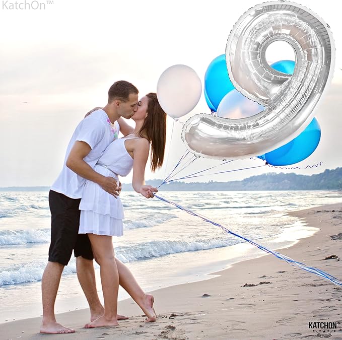 Giant Silver Number 9 Balloon - 40 Inch | Foil 9 Birthday