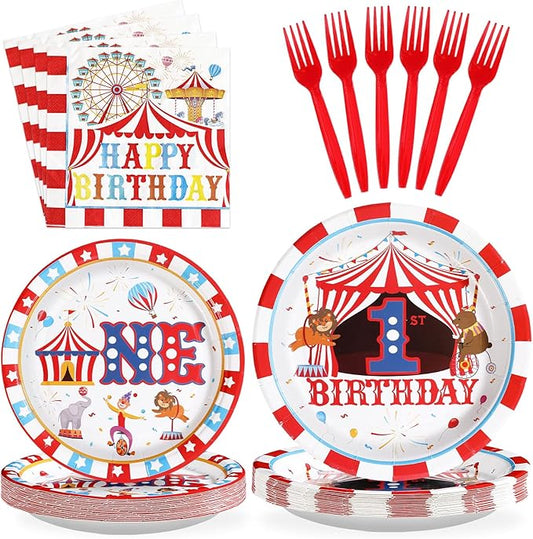 96Pcs Carnival 1st Birthday Party Decorations Carnival Circus First