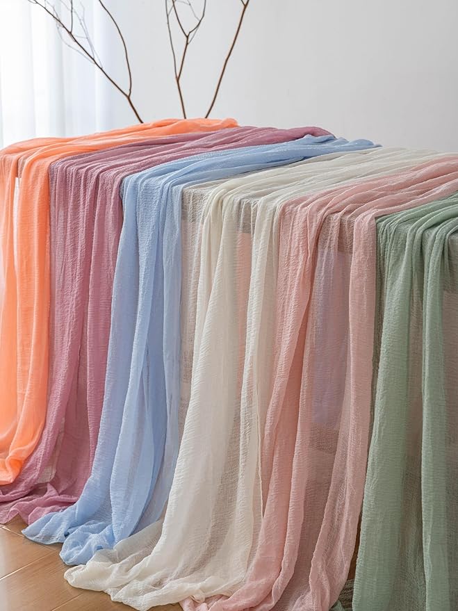 6pcs Pink Table Runner Cheese Cloth Rustic Gauze