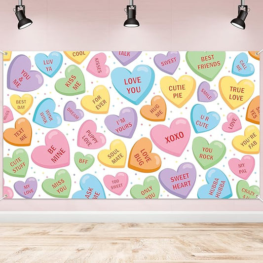 Xtralarge Valentine's Day Conversation Heart Backdrop Banner