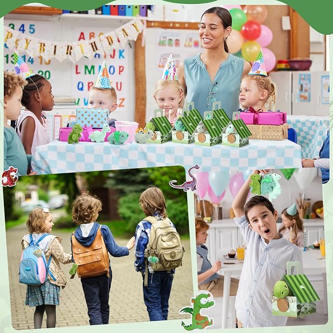 100 Pcs 16 Sets Dinosaur Party Favor Mini Dinosaur Stuffed Animals