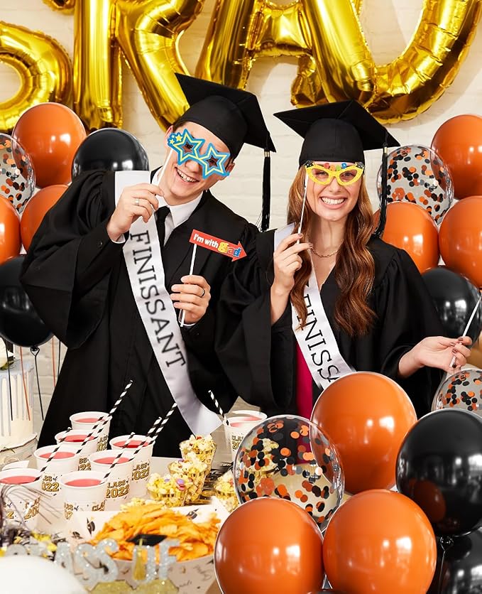Halloween Balloons Black and Orange Balloons, 50Pcs Orange & Black