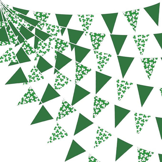 32Ft St Patrick's Day Party Decorations Green White Shamrocks Clover