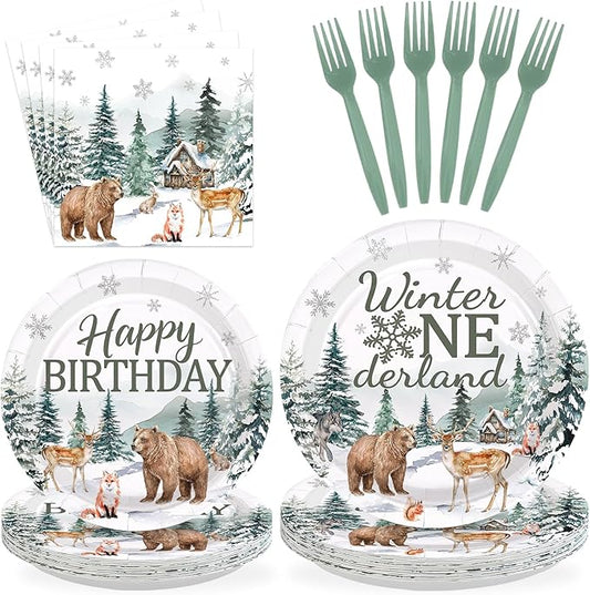 96Pcs Winter Onederland 1st Birthday Party Decorations Snowflake