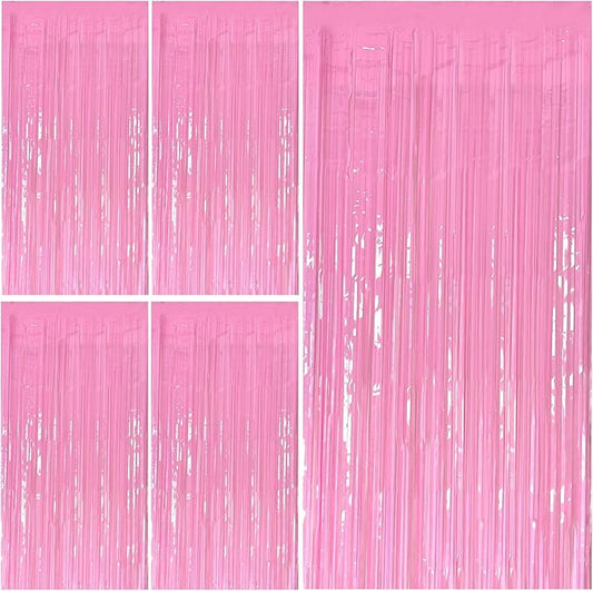 Pink Party Streamers Foil Fringe Backdrop Curtains Tinsel Streamers Bi